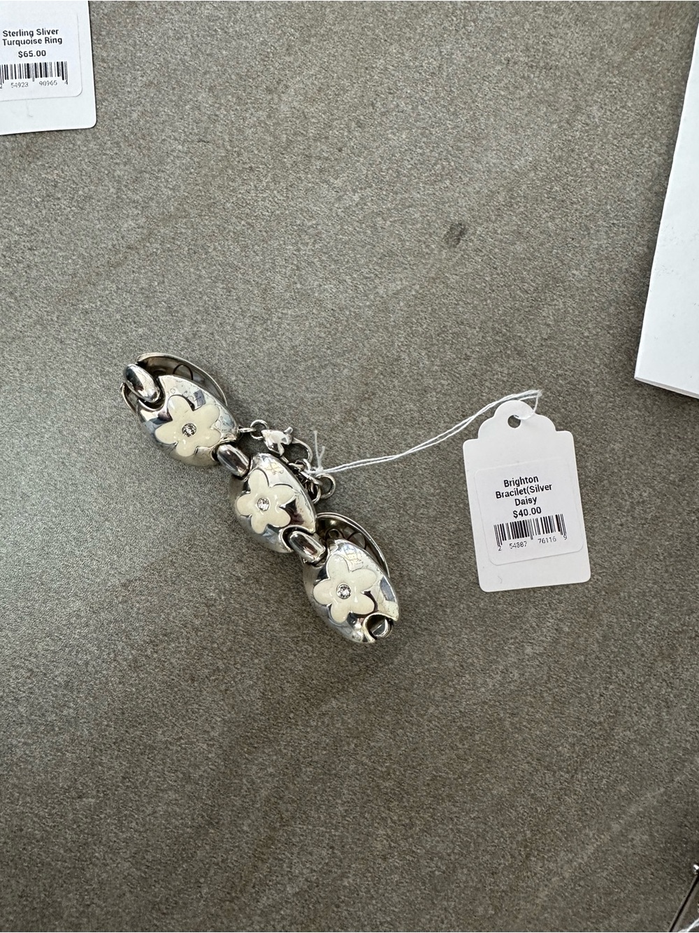 Brighton Sterling Silver and White Daisy Link Bracelet